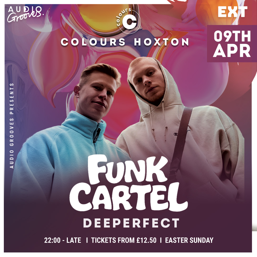 Funk Cartel press shot social graphic for Colours Hoxton