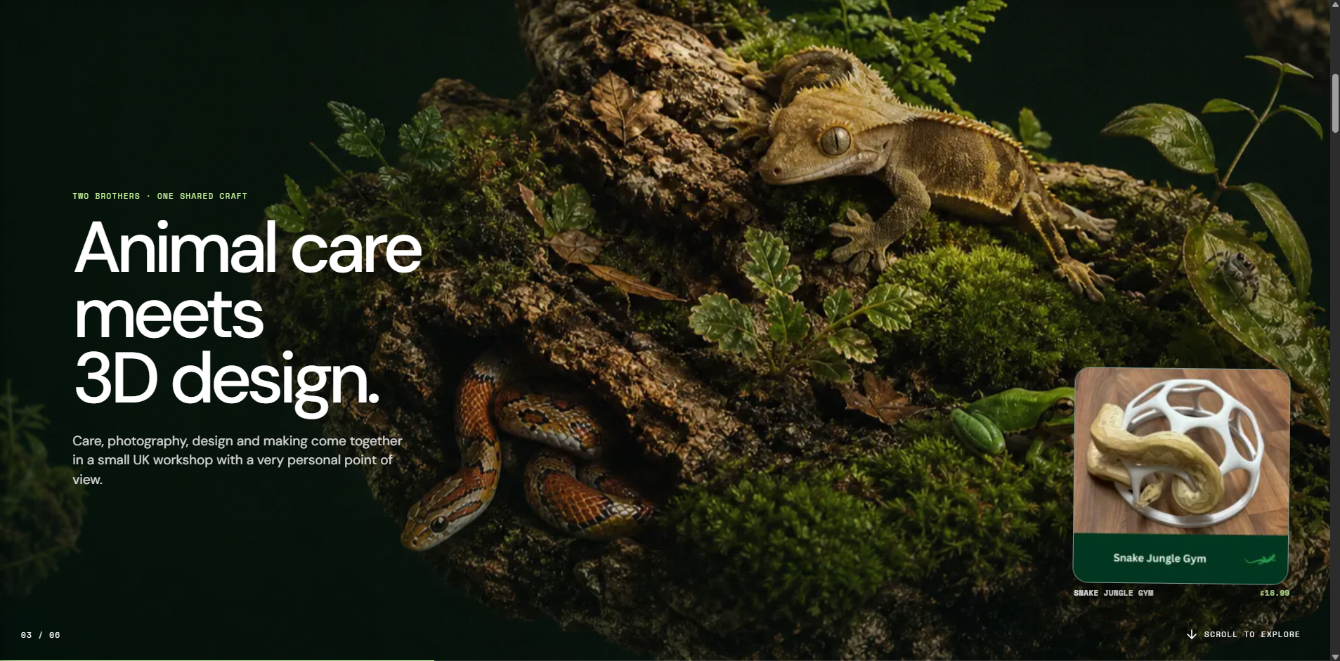 Brand story connecting animal care with 3D product design