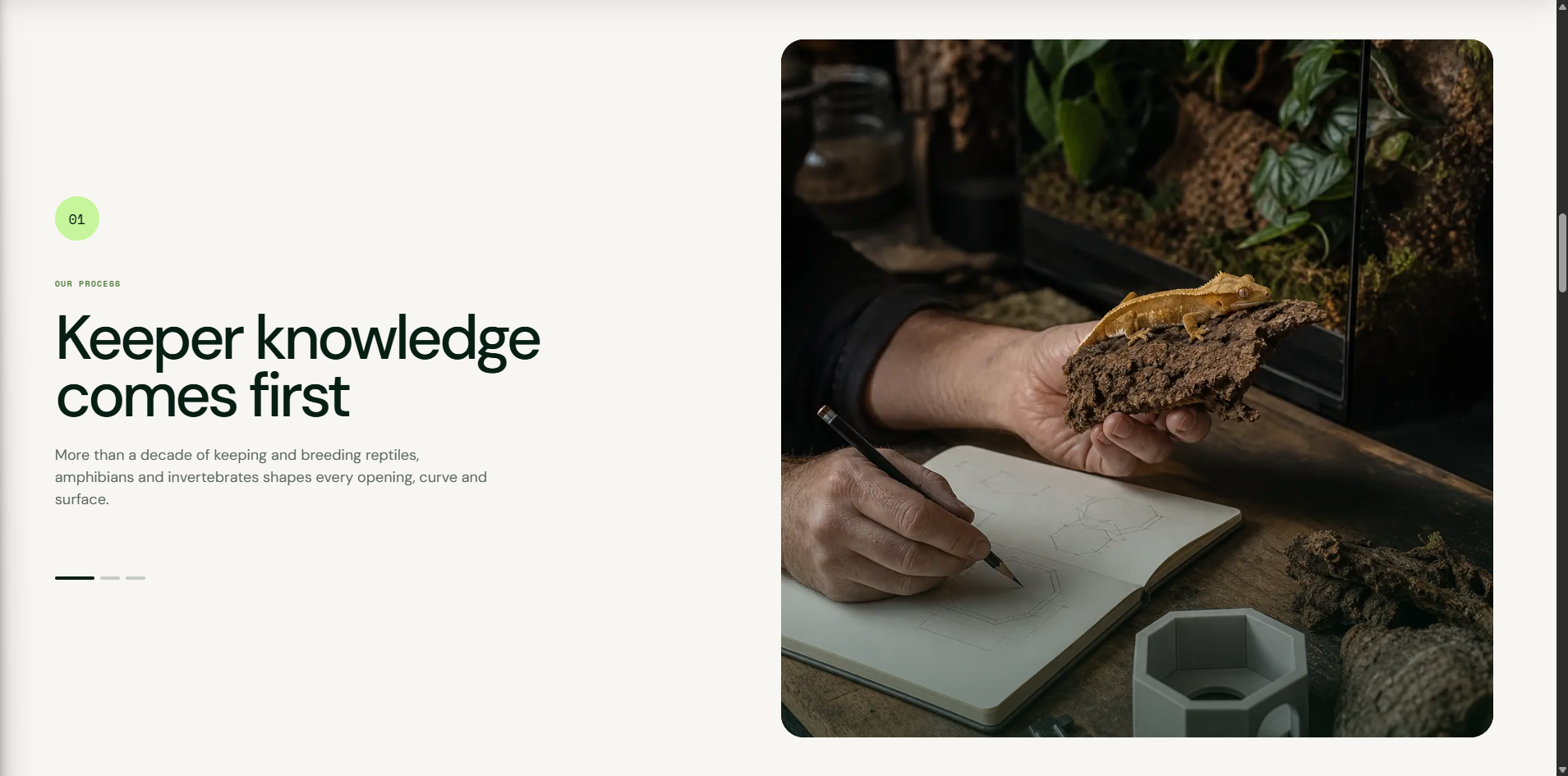 Our Craft process section pairing keeper knowledge with product design