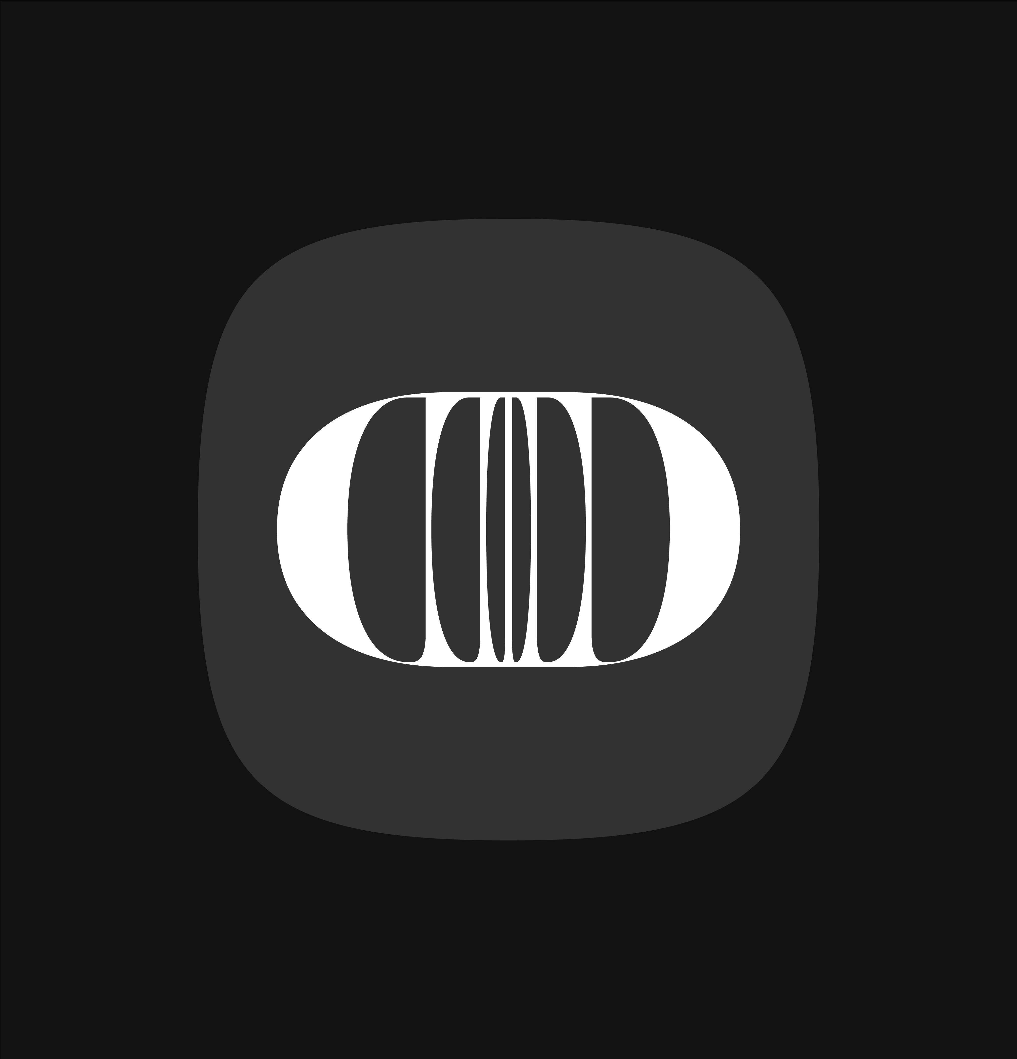 Deep Dissonance logo mark, white on dark grey app icon