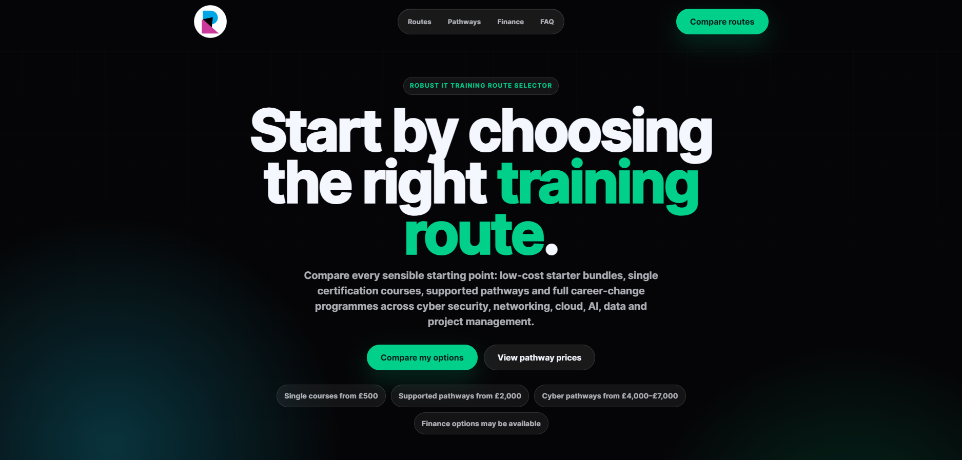 Redesigned IT training landing page with clearer pathway positioning