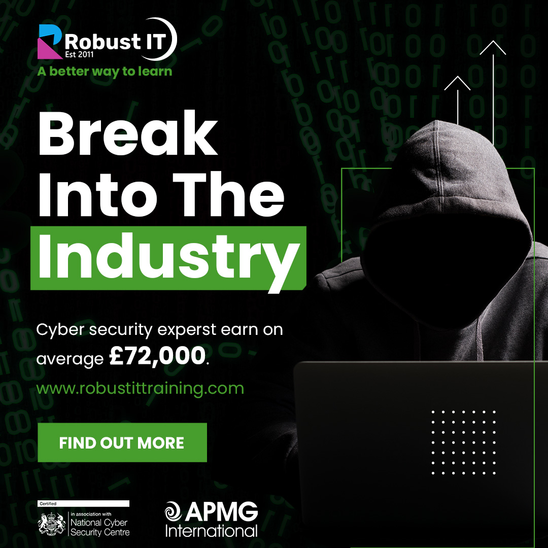 Paid social ad encouraging viewers to break into the cyber security industry