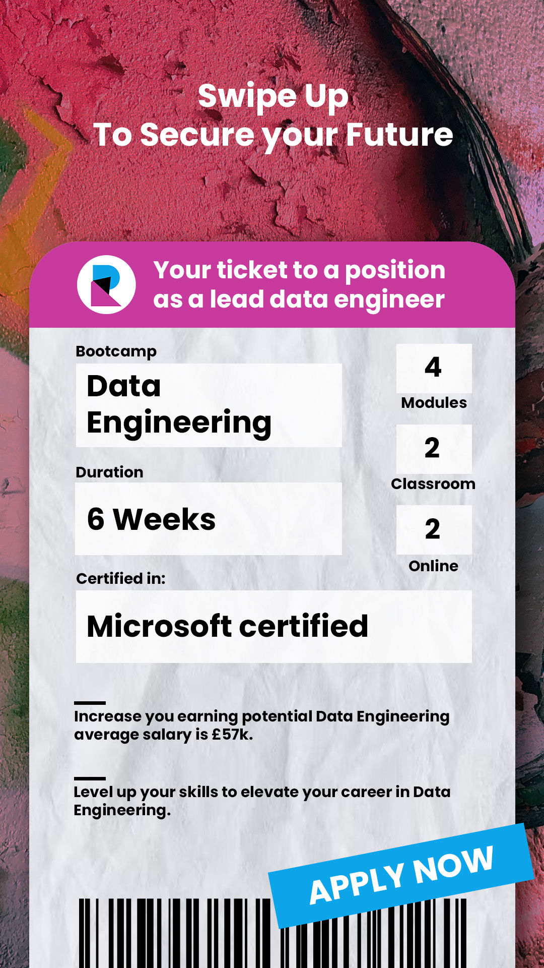 Instagram story creative promoting a data engineering career webinar