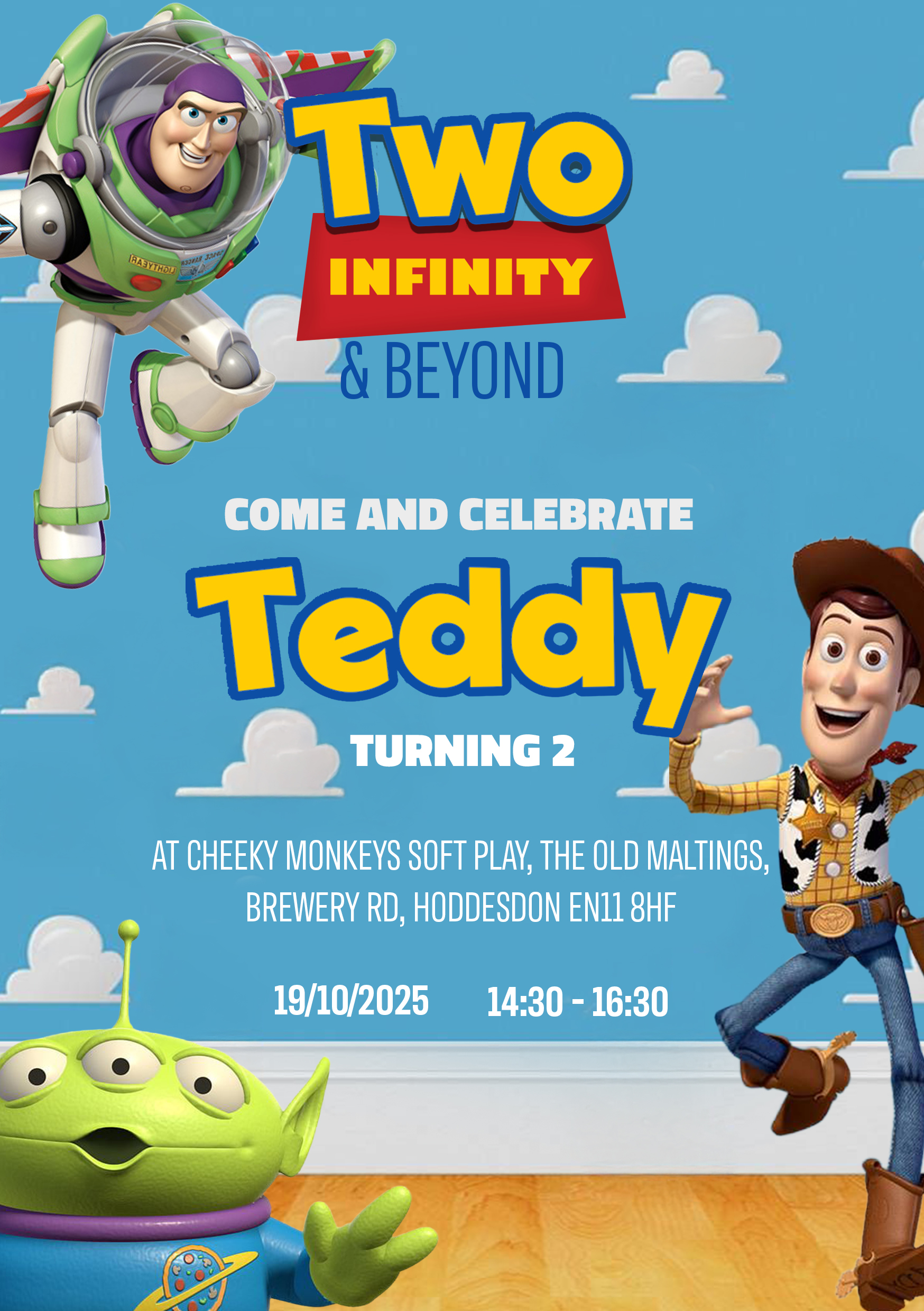 Event invitation graphic for a Two Infinity Teddy promotional session